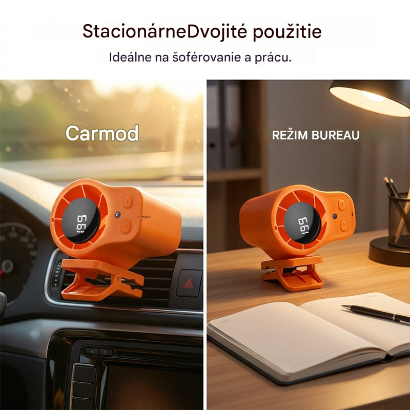 🌀 Hands-free ventilátor s LED displejom, integrovaným klipom a 199 nastaviteľnými rýchlosťami