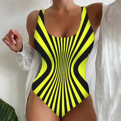 🩱Časovo obmedzený výpredaj [😍S~6XL] Sexy pruhované jednodielne plavky