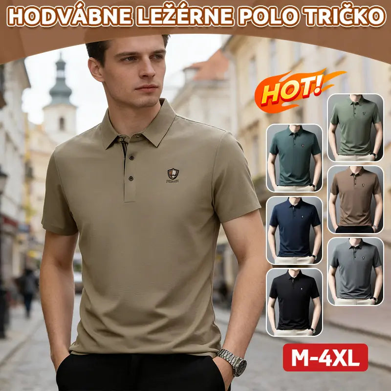 【M-4XL】Nové leto 2026, ľadovo hodvábne ležérne polo tričko s polo rukávmi a klopou