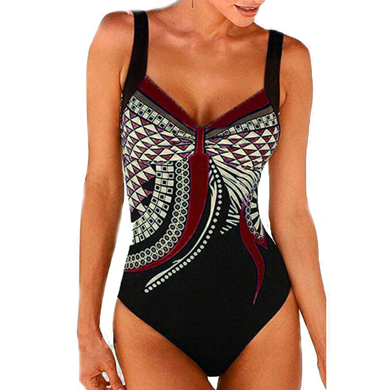 🏖️🌊 50% de descuento [Tallas S-3XL] Traje de baño de una pieza con estampado retro nuevo 2026