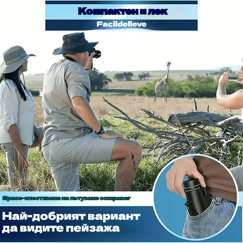 🔭【40x60 Черен монокъл + щипка за телефон + статив】Монокъл за нощно виждане с високо увеличение и висока разделителна способност, нов модел 2026 г.