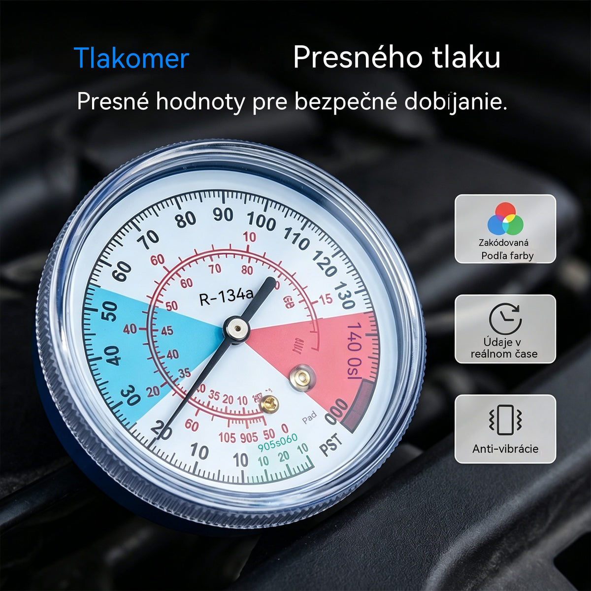 🔧❄️ Plnenie chladiva R134a do klimatizácie Hope s manometrom – Nepriepustné, ľahko čitateľné, vhodné pre klimatizáciu v aute, nákladnom aute alebo domácnosti – Bezpečné plnenie svojpomocne 🚗