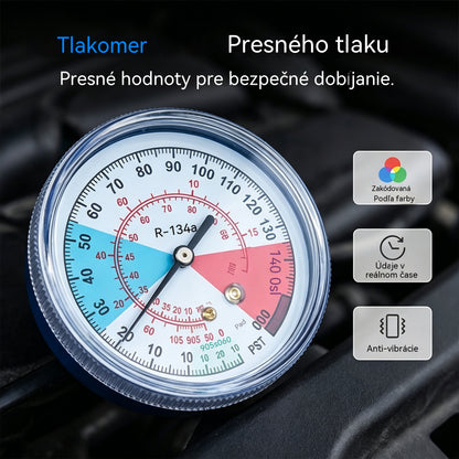 🔧❄️ Plnenie chladiva R134a do klimatizácie Hope s manometrom – Nepriepustné, ľahko čitateľné, vhodné pre klimatizáciu v aute, nákladnom aute alebo domácnosti – Bezpečné plnenie svojpomocne 🚗
