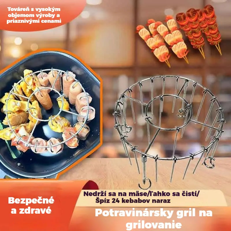 🍖🍗Gril z nehrdzavejúcej ocele 304 s 24 špízmi do fritézy
