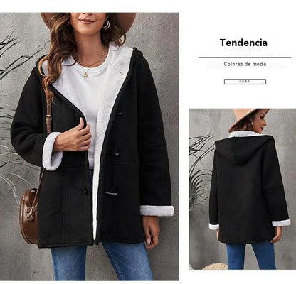 🐏🥼50% OFF💖 Elegantný a teplý dámsky kabát z imitácie semišu s flísovou podšívkou, veľkosti S-5XL, ležérna zimná bunda