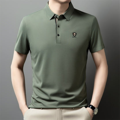 【M-4XL】Nové leto 2026, ľadovo hodvábne ležérne polo tričko s polo rukávmi a klopou