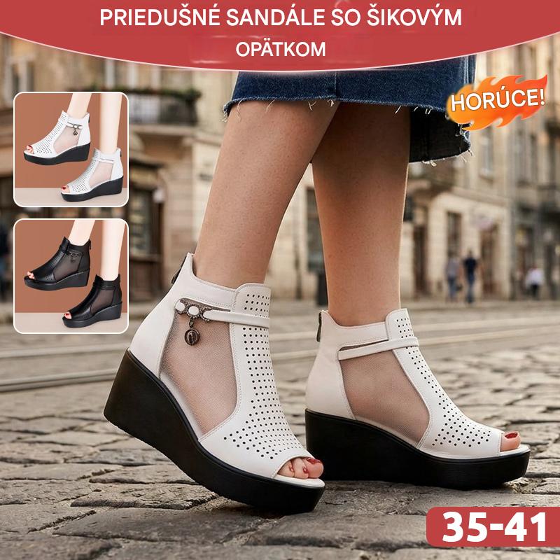 【35-41】Sandále so šikmými podpätkami a priedušnou sieťovinou – maximálne pohodlie a extra výška
