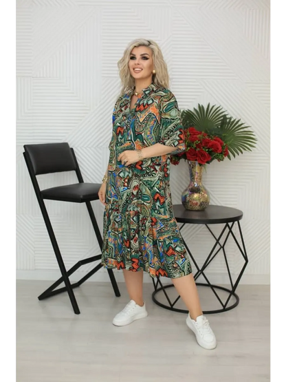 【🔥50% OFF】🌈️ Rochie la modă, retro, colorată, cu imprimeu etnic