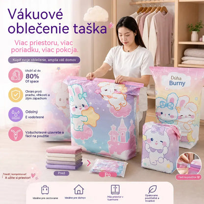 🧳【5-dielna sada】💨 Veľkokapacitné stlačiteľné vákuové úložné vrecká: Nie je potrebné vzduchové čerpadlo, nepriepustné, ideálne na úsporu miesta v kufri a doma ✈️