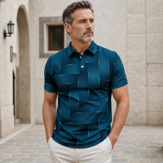 【Nový letný doplnok】【S-5XL】Nové letné pánske ľahké luxusné kockované polo tričko - príjemné na dotyk a priedušné