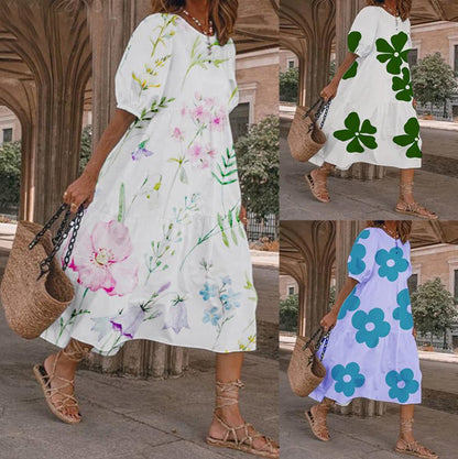 🌈Léto 2025 Nové módní dámské šaty s krátkými širokými rukávy