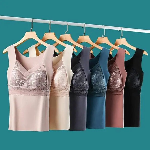 🔥Kúp 1 a 1 dostaneš zadarmo❤️【L-4XL】Čipková podprsenka s tílkom a nádherným dizajnom chrbta; účinne dvíha a naberá poprsie, čím zabraňuje jeho ovisnutiu ✅【Odporúčané lekárom】