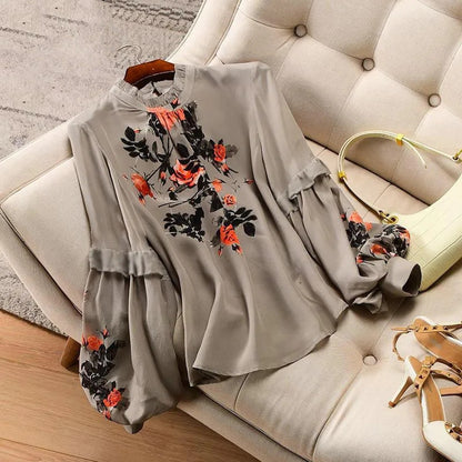 👚Cămăși noi de damă, mâneci lungi, vintage, din dantelă, la modă