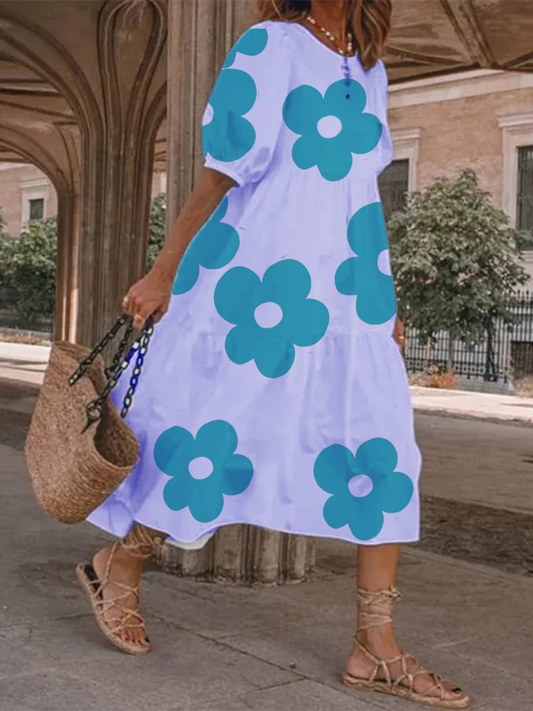 🌈Léto 2025 Nové módní dámské šaty s krátkými širokými rukávy