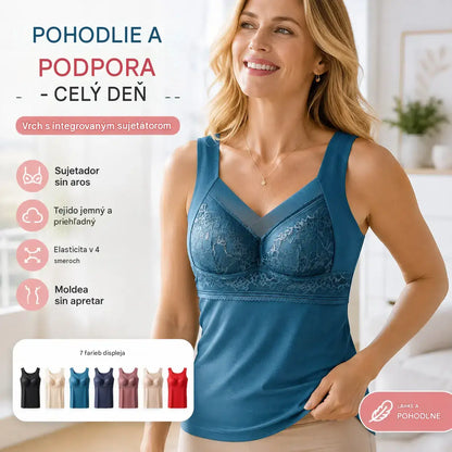 🔥Kúp 1 a 1 dostaneš zadarmo❤️【L-4XL】Čipková podprsenka s tílkom a nádherným dizajnom chrbta; účinne dvíha a naberá poprsie, čím zabraňuje jeho ovisnutiu ✅【Odporúčané lekárom】