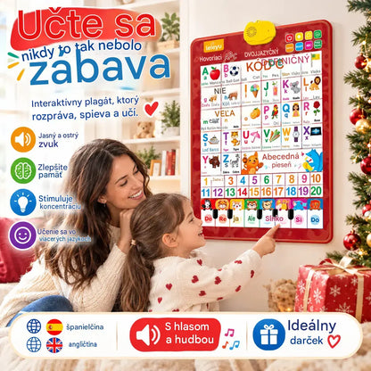 🔊Hovoriaca vzdelávacia dvojjazyčná tabuľa | Abeceda so zvukom 26/27 písmen | Luxusná darčeková sada pre deti 🎁