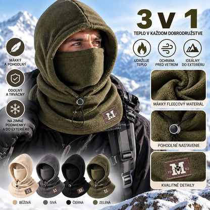 ☃ 3-v-1 fleecová kukla s kapucňou — teplá, vetruodolná a ideálna na outdoor, cyklistiku a zimu.