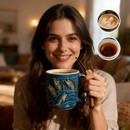 🎣【Výpredaj】☕ Nový kreatívny rybársky hrnček, vyrobený zo živice, špeciálne navrhnutý pre rybárov.
