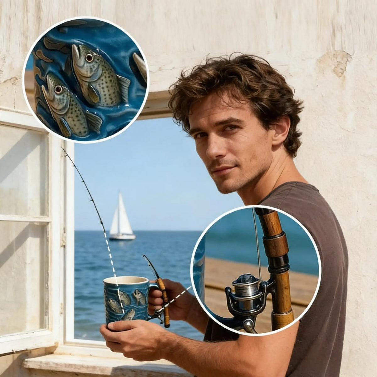 🎣【Výpredaj】☕ Nový kreatívny rybársky hrnček, vyrobený zo živice, špeciálne navrhnutý pre rybárov.