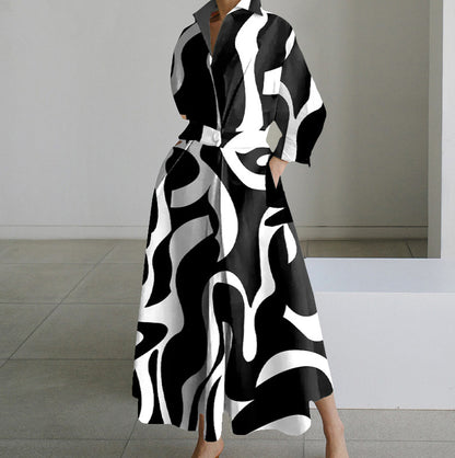 🔥🔥【S-2XL】Vestido con estampado de lunares de manga larga, elegante y de moda, nuevo otoño e invierno 2025