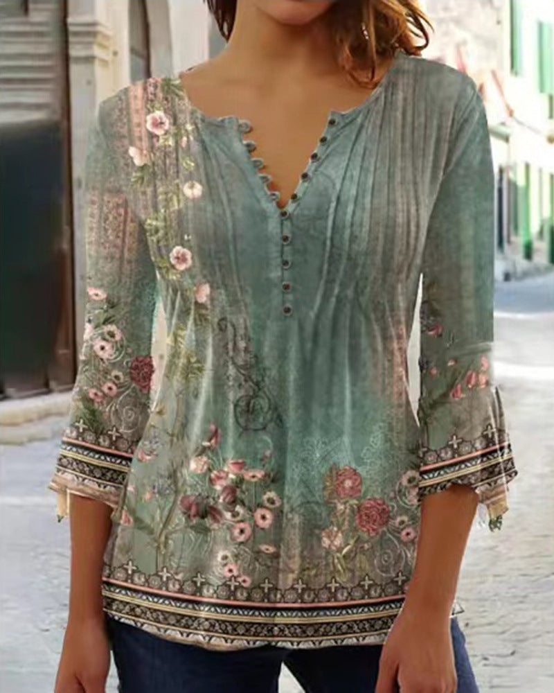 💖【S-5XL】✨【🔥Oferta especial de temporada🔥】Camiseta de cuello en V de moda para mujer
