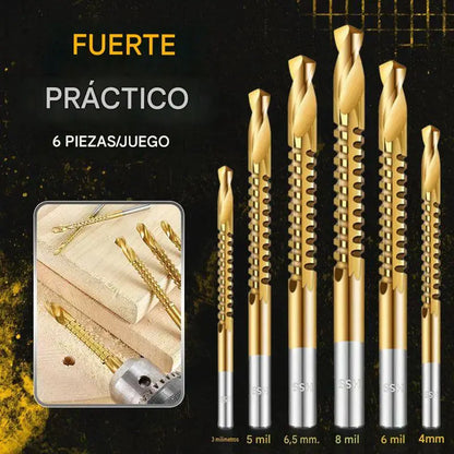 【3+4+5+6+6.5+8 mm】⚙️ Juego de brocas helicoidales: fabricadas en acero rápido, con recubrimiento de titanio y aptas para diversos materiales 🧰