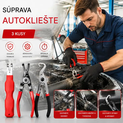 【3-dielna sada】Multifunkčná sada klieští na opravu automobilov [kliešte na spony + páčidlo + kliešte na svorky batérie]