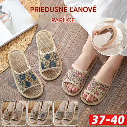 💟✨【2 páry】【37-40】Nové vyšívané domáce papuče z bavlny a ľanu