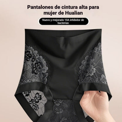 Braguitas de control de abdomen de alta elasticidad con encaje sin costuras para mujer, bragas moldeadoras y levantadoras de glúteos