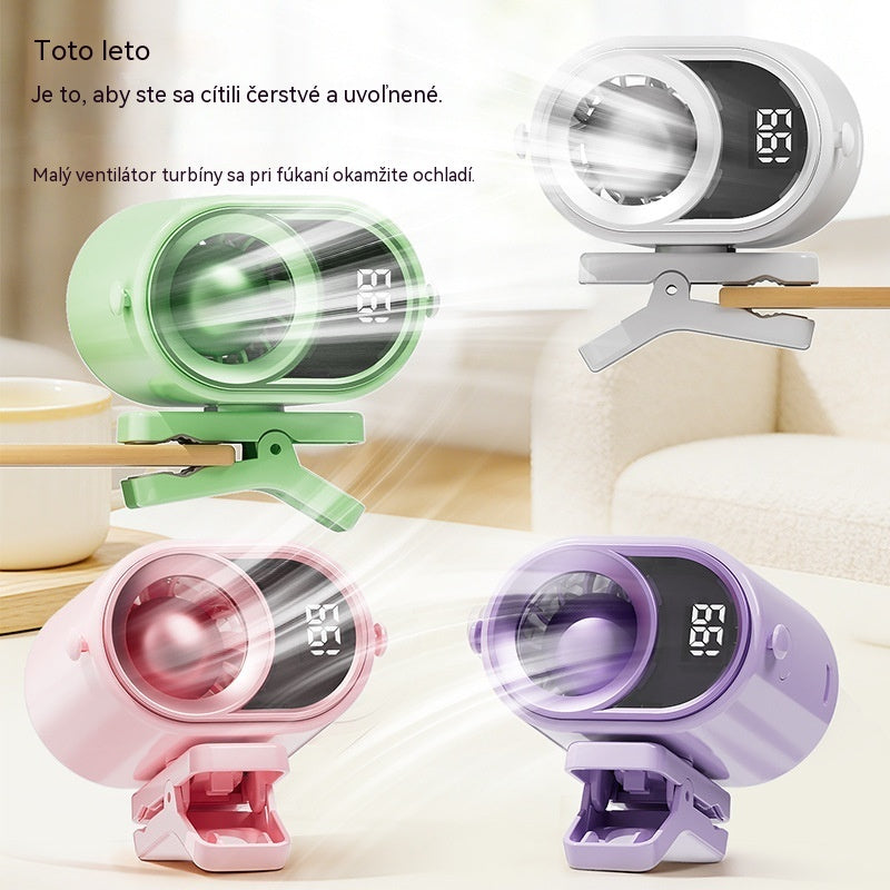 🌀 Hands-free ventilátor s LED displejom, integrovaným klipom a 199 nastaviteľnými úrovňami