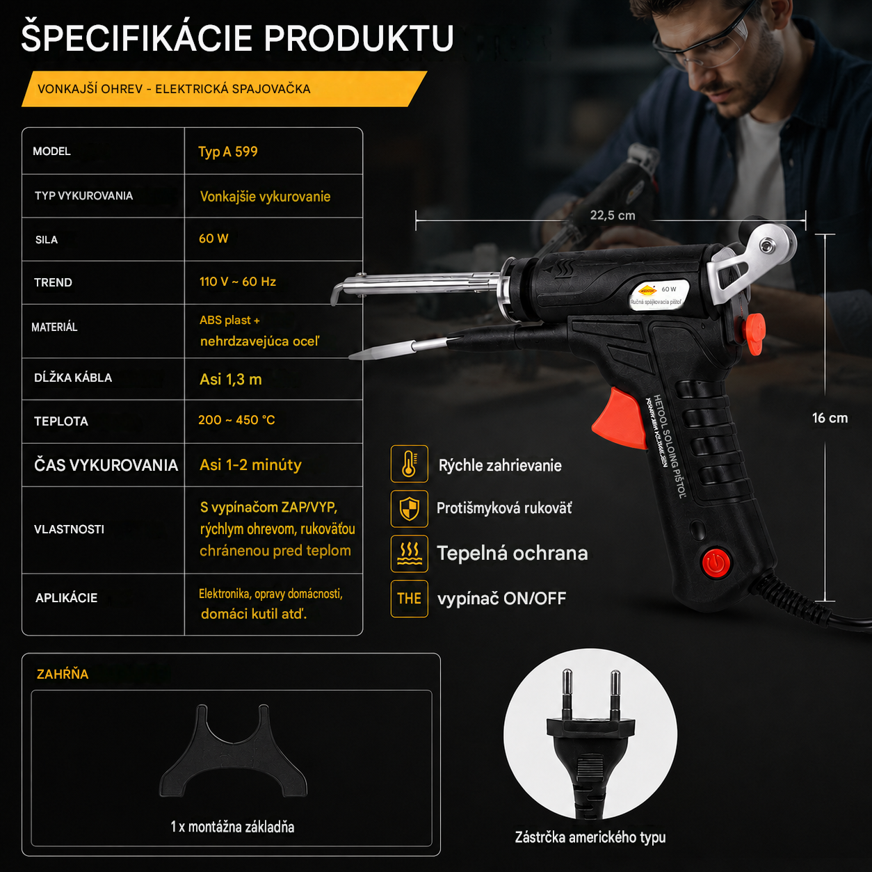1 kus za 27 € 🌟 Úplne nový zvárací horák, externý ohrev, poloautomatický ručný zvárací horák s vypínačom
