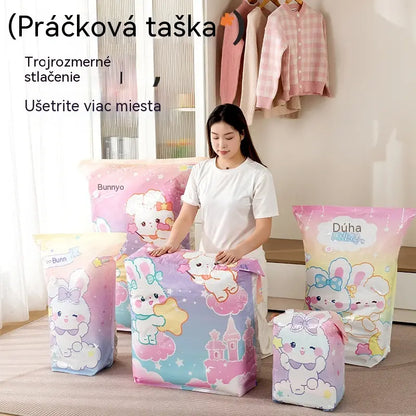 🧳【5-dielna sada】💨 Veľkokapacitné stlačiteľné vákuové úložné vrecká: Nie je potrebné vzduchové čerpadlo, nepriepustné, ideálne na úsporu miesta v kufri a doma ✈️