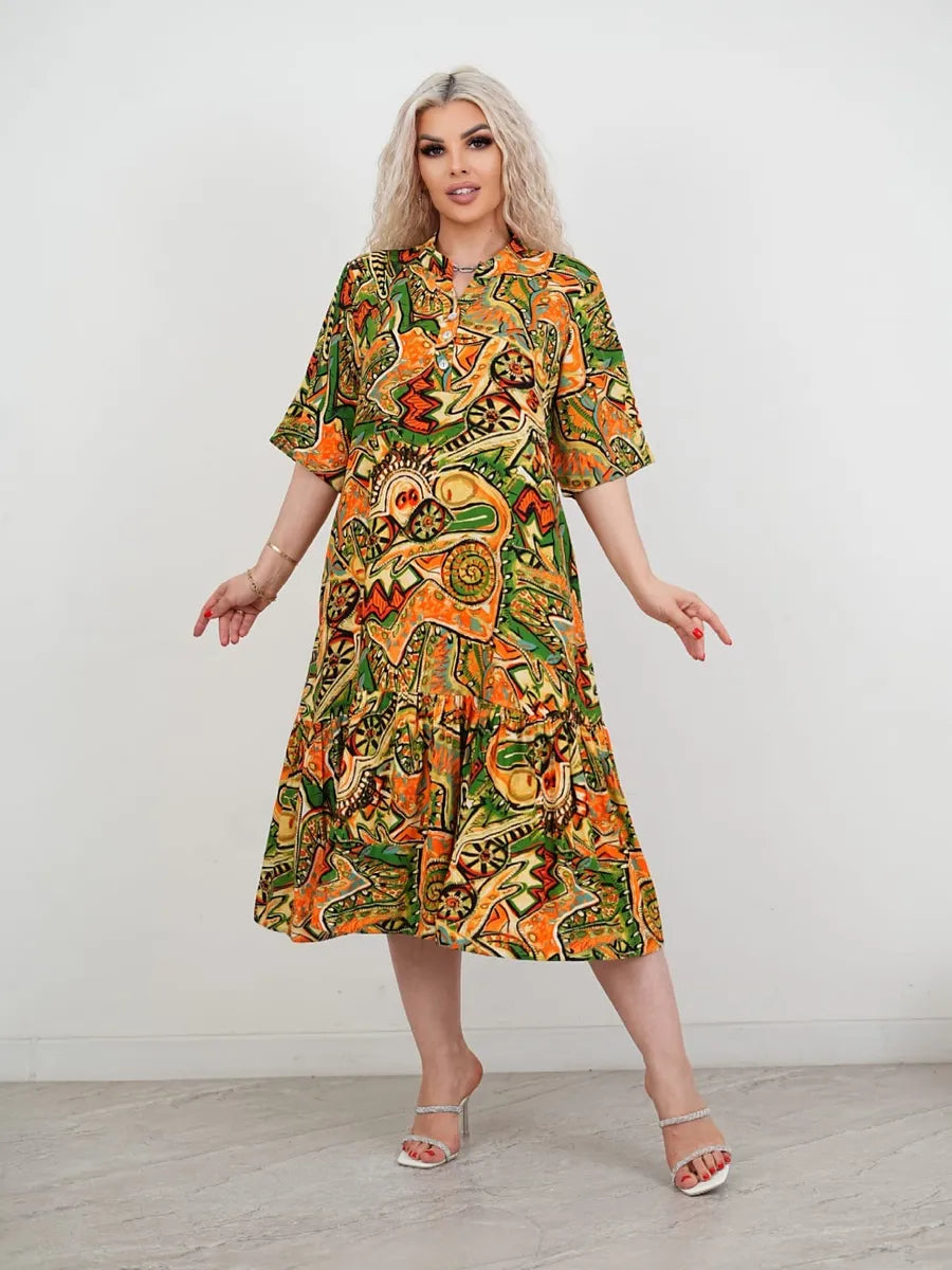 【🔥50% OFF】🌈️ Rochie la modă, retro, colorată, cu imprimeu etnic