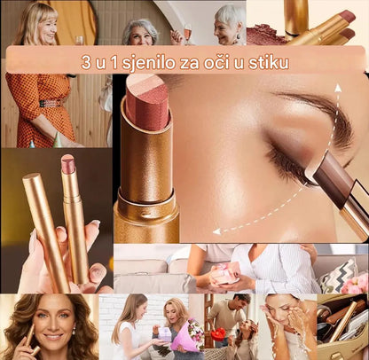 【Kupite 1, dobijte 1 gratis】✨ 3-u-1 sjenilo u stiku - Trenutačno posvjetljuje, podiže i učvršćuje te pruža dugotrajnu šminku💄