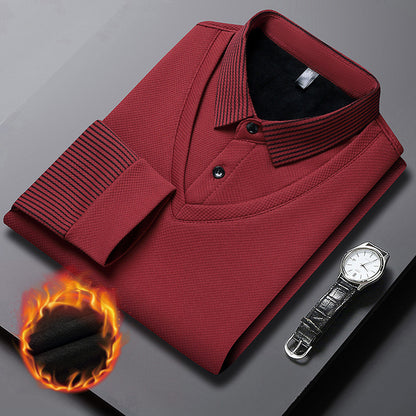【M-4XL】Dvojdielne polo tričko s imitáciou vzoru a patchworkovými pruhmi