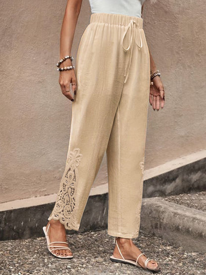 【S-3XL】❤️Nové bavlnené ľanové deväťbodové nohavice 2024 Nohavice s elastickým pásom Ležérne nohavice