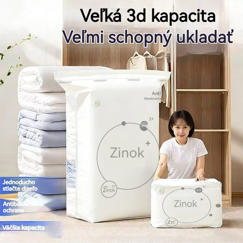 🧳【5-dielna sada】💨 Veľkokapacitné stlačiteľné vákuové úložné vrecká: Nepotrebujú pumpičku, sú nepriepustné, ideálne na úsporu miesta v kufri a doma ✈️