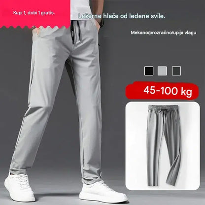 🧊😍【M-5XL】Uske ljetne sportske hlače od ledeno plave svile za muškarce