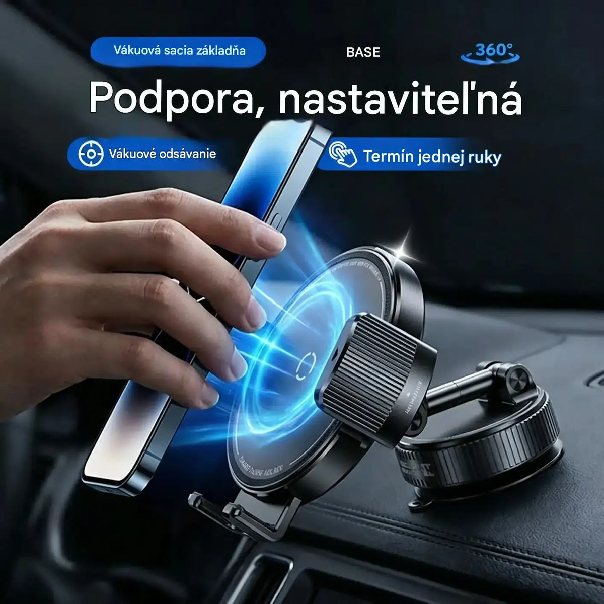 1 kus za 22 € ✨💪 Nastaviteľný magnetický držiak do auta s prísavkou, univerzálny pevný magnetický držiak na telefón, doplnok do interiéru auta