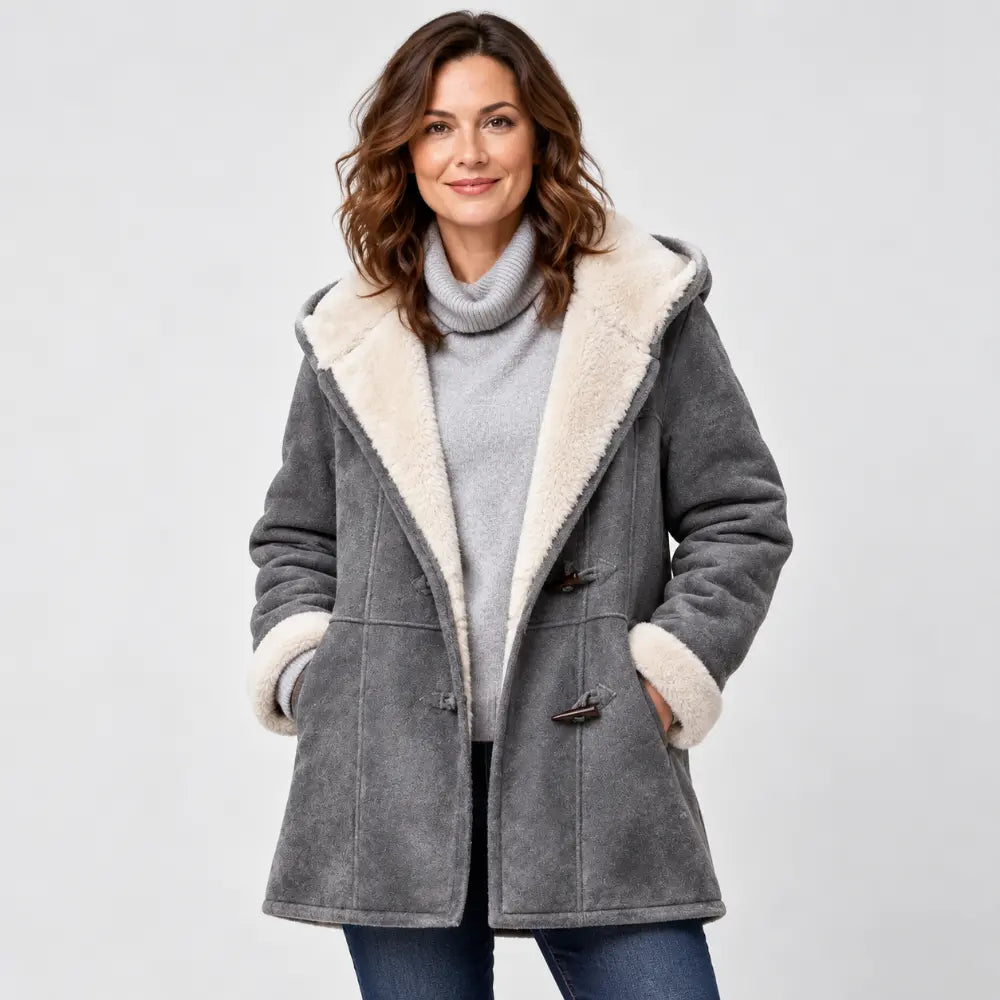 🐏🥼50% OFF💖 Elegantný a teplý dámsky kabát z imitácie semišu s flísovou podšívkou, veľkosti S-5XL, ležérna zimná bunda