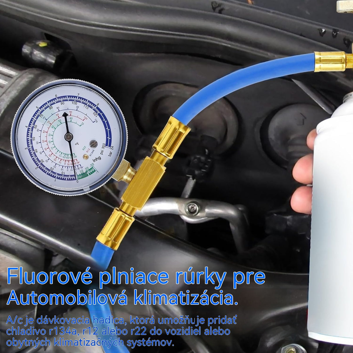 🔧❄️ Hadica na dopĺňanie chladiva R134a AC s manometrom – Nepriepustná, ľahko čitateľná a kompatibilná s klimatizáciami pre autá, nákladné vozidlá alebo domáce klimatizácie – Bezpečné dobíjanie svojpomocne 🚗