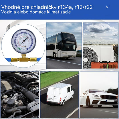🔧❄️ Hadica na dopĺňanie chladiva R134a AC s manometrom – Nepriepustná, ľahko čitateľná a kompatibilná s klimatizáciami pre autá, nákladné vozidlá alebo domáce klimatizácie – Bezpečné dobíjanie svojpomocne 🚗