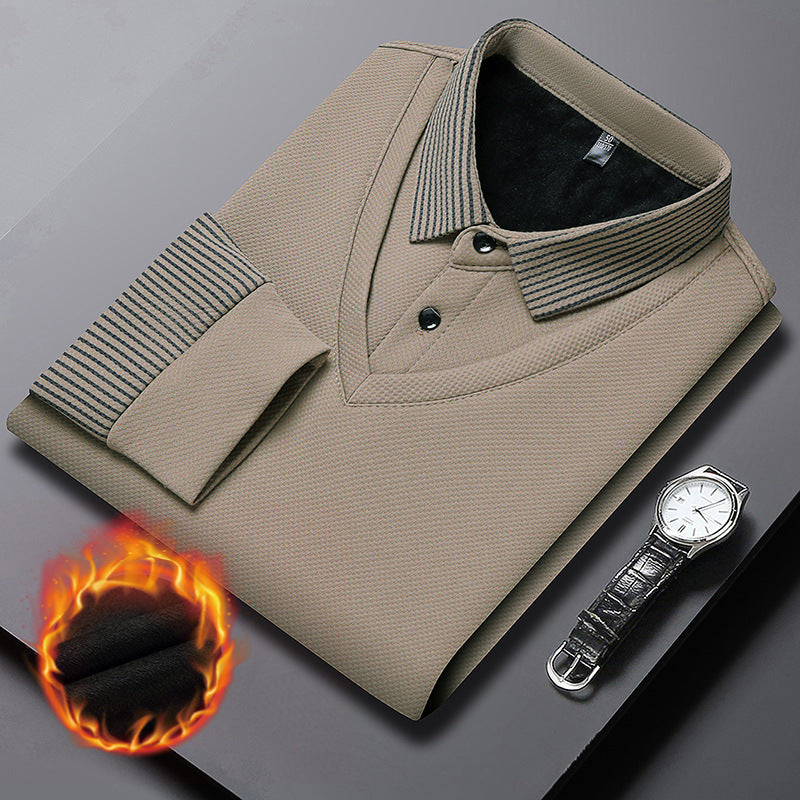 【M-4XL】Dvojdielne polo tričko s imitáciou vzoru a patchworkovými pruhmi